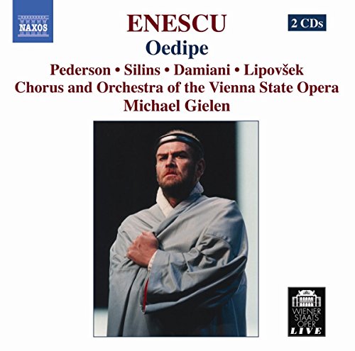 CD cover for Enescu’s “Oedipe” opera featuring a man in costume.