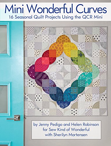 Book cover featuring a colorful, curved quilt design on a gray background.