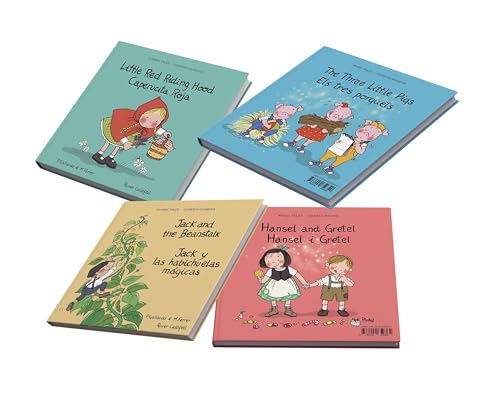 Four children's storybooks featuring Little Red Riding Hood, Three Little Pigs, and other tales.