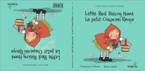 Book cover featuring Little Red Riding Hood with a basket, in French and English.