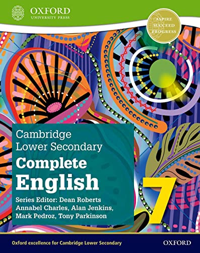 Cambridge Lower Secondary Complete English 7 student textbook cover with colorful design.
