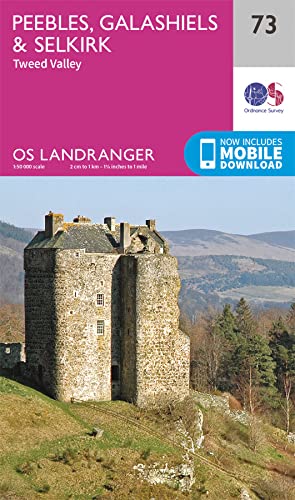 Ordnance Survey Landranger map 73, showing Peebles, Galashiels & Selkirk area.