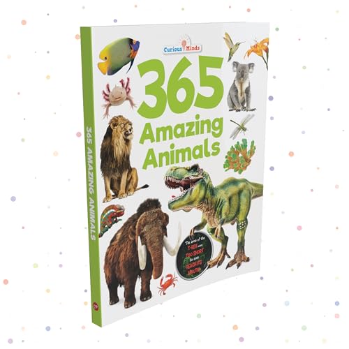 Book cover featuring diverse animal illustrations, titled "365 Amazing Animals".
