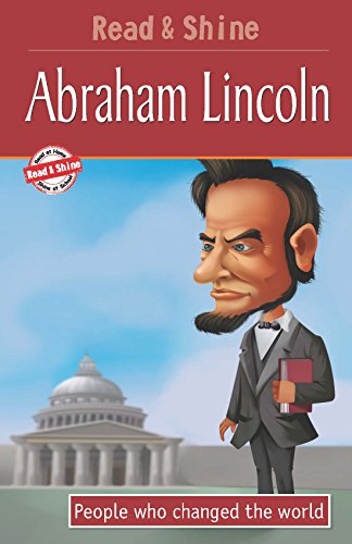 Cartoon illustration of Abraham Lincoln holding a book, with the Capitol building.