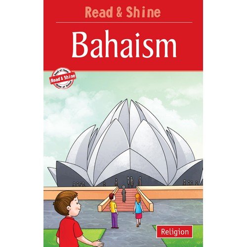 Book cover for “Bahaism” featuring the Lotus Temple and people.