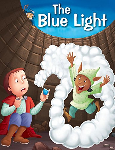 Illustration of a boy, a fairy, and a glowing blue light in a cave.