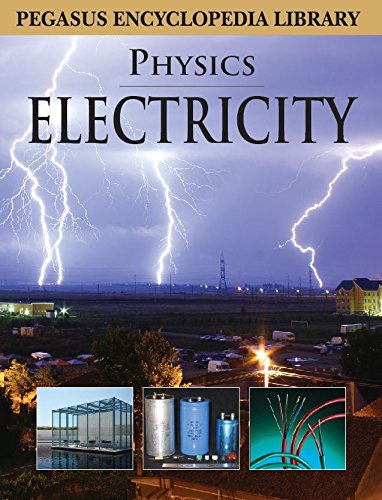 Book cover for “Electricity” showing lightning and related electrical components.
