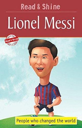 Book cover featuring a cartoon illustration of soccer player Lionel Messi.