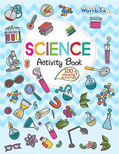 Cover of "Science Activity Book" with colorful illustrations of science tools.