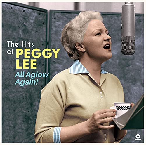 Peggy Lee singing into a vintage microphone, album cover art.