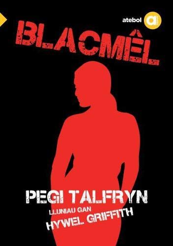 Book cover: red silhouette of a woman, Welsh text, black background.