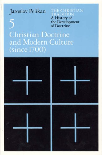 Book cover: “The Christian Tradition, Volume 5” with four white crosses.