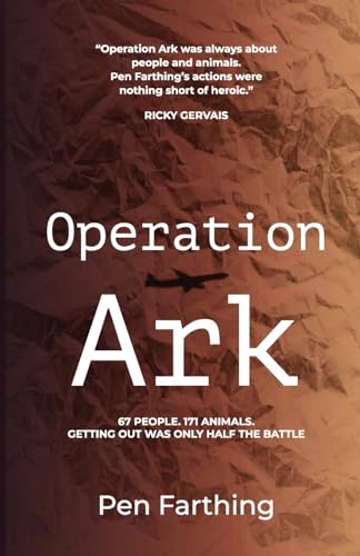 Book cover for "Operation Ark" with a silhouetted airplane.