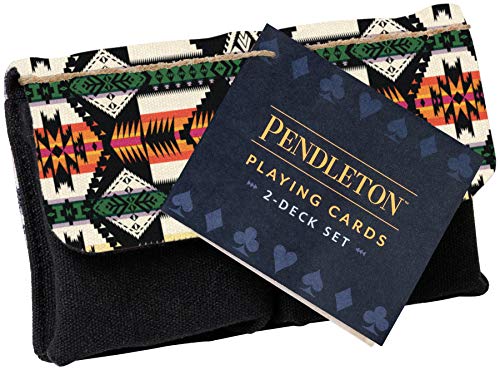 Two decks of Pendleton Playing Cards in a patterned pouch.