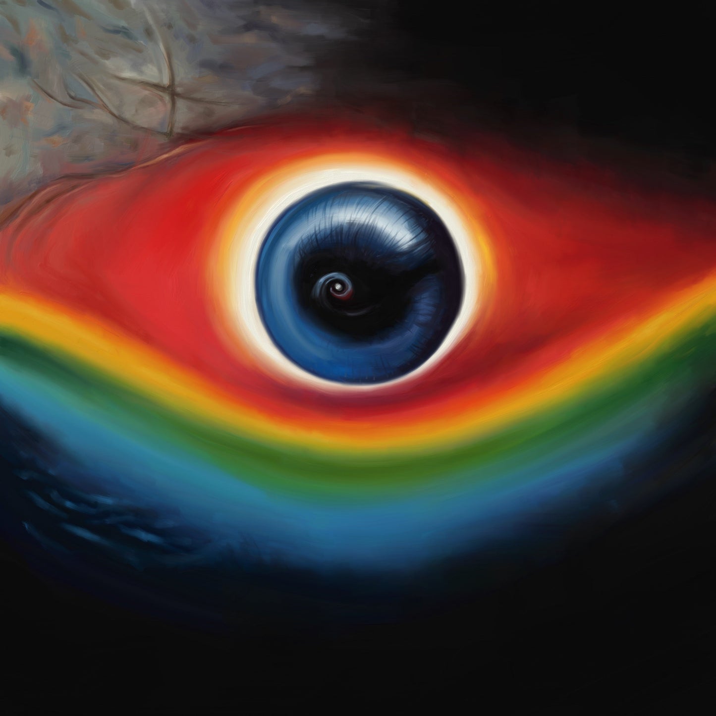 Painted CD cover featuring a swirling, colorful eye in a dark background.