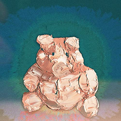 Album cover featuring a textured, pink bear against a blue background.