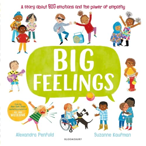 Children’s book cover depicting diverse kids and large text “BIG FEELINGS.”