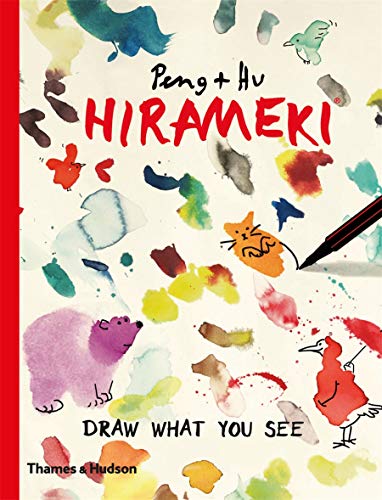 Book cover with colorful watercolor ink blots transformed into animals with black ink drawings.