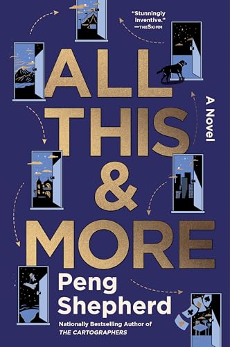 Book cover with bold yellow text and illustrated scenes within doorways.
