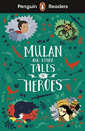 Book cover for Mulan and Other Tales of Heroes with illustrated characters and icons.