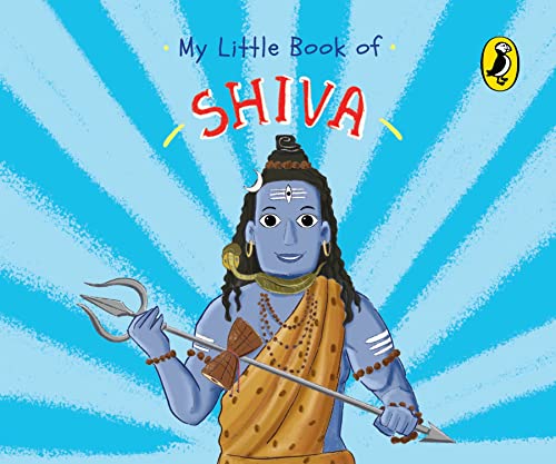 Children's book cover featuring an illustration of Lord Shiva against a blue sunburst background.