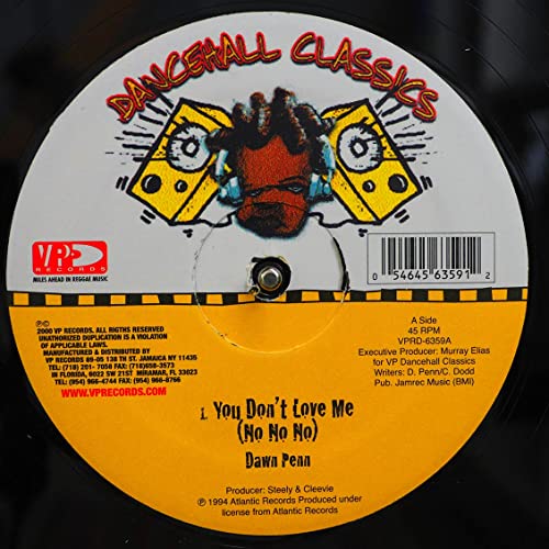 Vinyl record label for Dawn Penn’s “You Don’t Love Me (No No)” with central illustration.