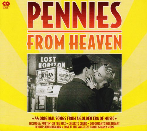 CD cover for “Pennies From Heaven” featuring a couple kissing near a movie theater.