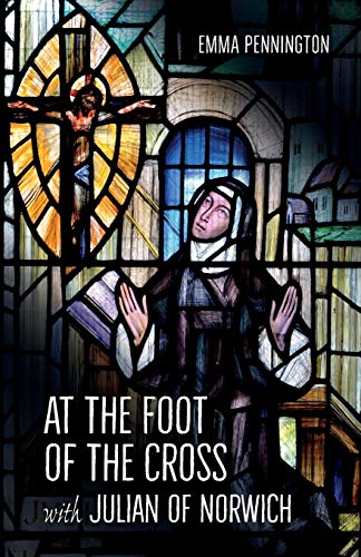 Book cover depicting a nun in stained glass before a crucifixion scene.