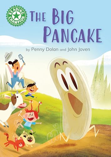 Book cover: children and animals with a giant, smiling pancake.