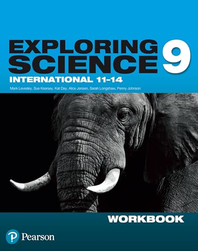Exploring Science International Year 9 Workbook cover featuring a black and white elephant portrait.
