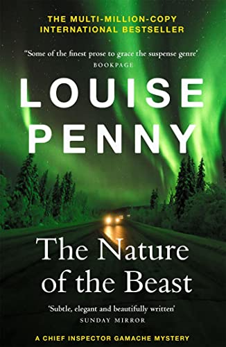Book cover with author Louise Penny and a forest road under aurora borealis.