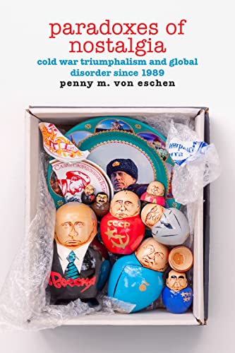 Book cover with Cold War-era Russian souvenirs in a cardboard box.