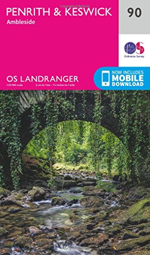 Ordnance Survey Landranger map 90, covering Penrith, Keswick, and Ambleside.