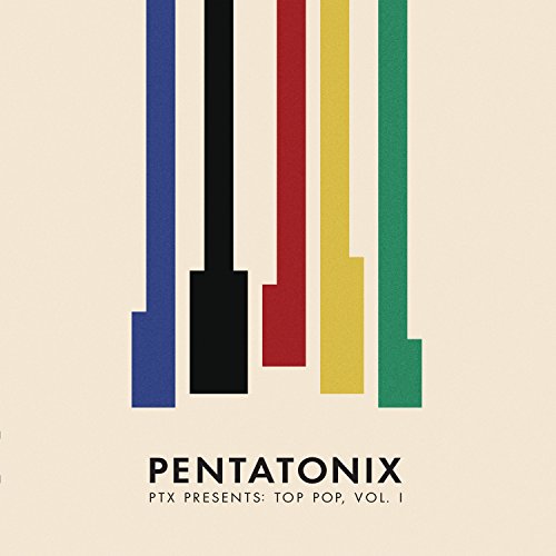 Pentatonix album cover with colorful vertical stripes and black text.