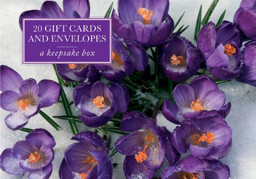 Purple crocus flowers on a gift card box with envelopes.
