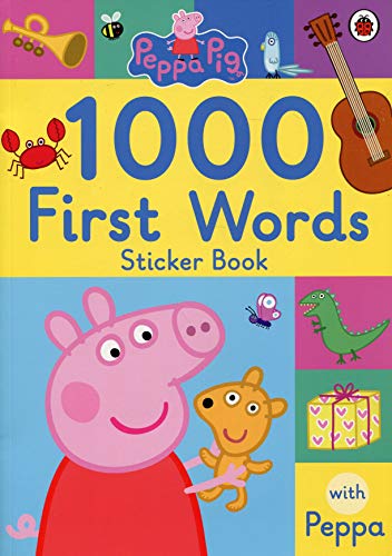 "Colourful children's sticker book cover featuring Peppa Pig and various cartoon objects and characters."