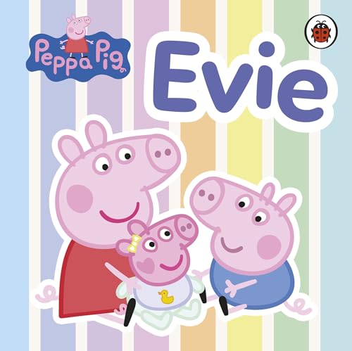 Peppa Pig book cover featuring Peppa, George, and a baby pig named Evie.