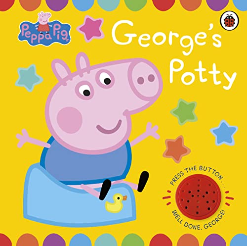 Peppa Pig book cover featuring George on a blue potty with a red button.