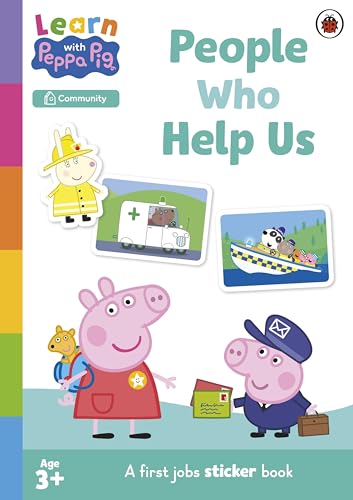 Peppa Pig sticker activity book featuring community helpers like firefighters and police.