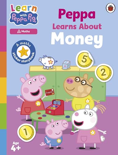 Book cover featuring Peppa Pig and family learning about money with coins.