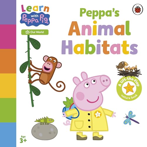 Peppa Pig book cover with animals in their habitats, lift-the-flap.