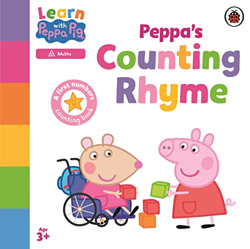 Peppa Pig book cover with Suzy Sheep in a wheelchair and building blocks.