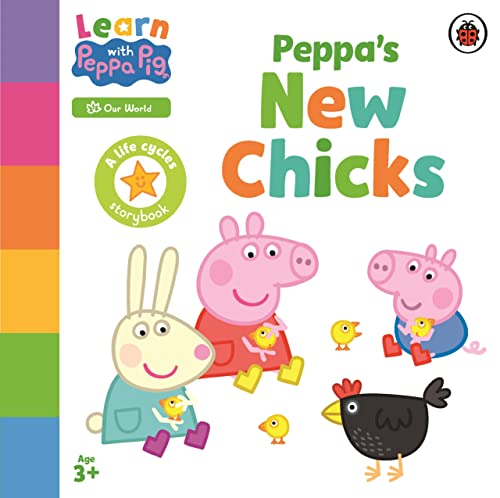 Book cover featuring Peppa Pig, a rabbit, chicks, and a hen.