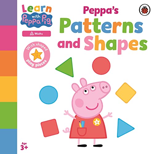 Learn with Peppa: Peppa's Patterns and Shapes" book cover with Peppa Pig and shapes.
