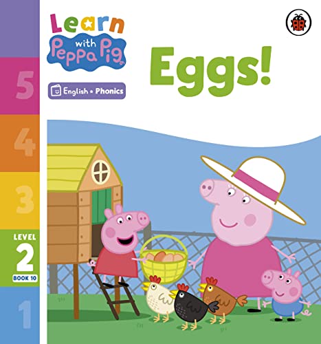 Peppa Pig and family with chickens and a basket of eggs.