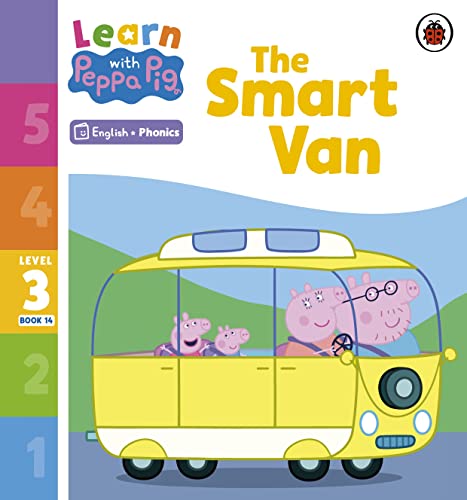 Yellow van with Peppa Pig and friends, children’s book cover.