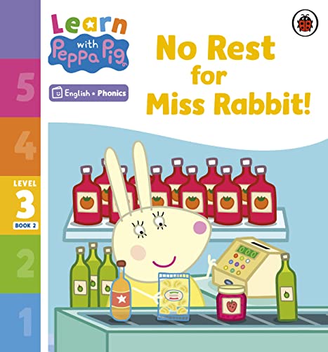 Peppa Pig phonics reader cover featuring Miss Rabbit at a shop.
