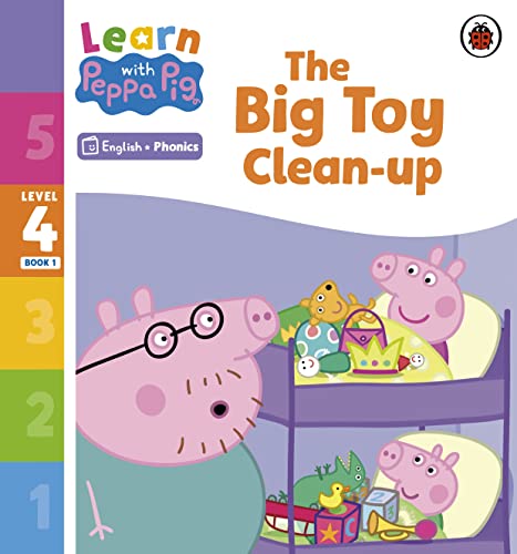 Peppa Pig phonics reader book cover, featuring Peppa and toys.