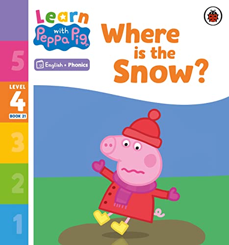 Peppa Pig phonics reader cover: “Where is the Snow?” with Peppa in snow.