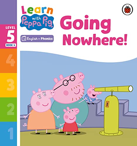 Peppa Pig family with a yellow telescope, book cover illustration.